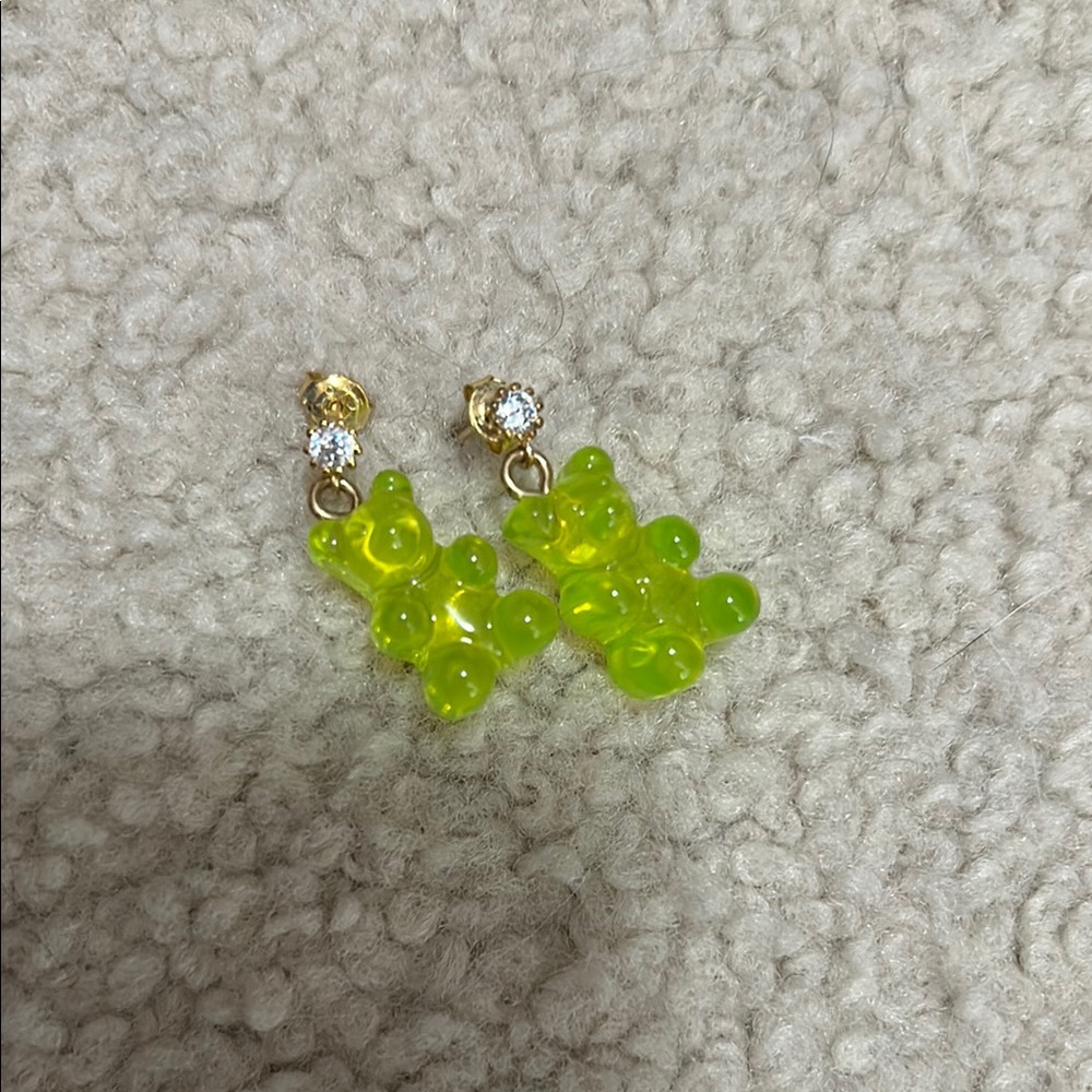 Gold and Green Dangle Earrings